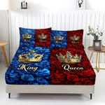 draps housses imprimés roses couronnes king queen adultes lit ensemble taies oreillers royal