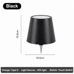 lampe table led rechargeable usb 2000mAh variateur tactile intensité variable lumière nuit RGB noir