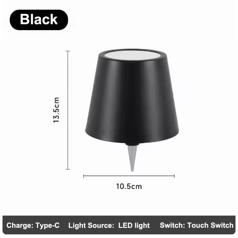 lampe table led rechargeable usb 2000mAh variateur tactile intensité variable lumière nuit RGB noir