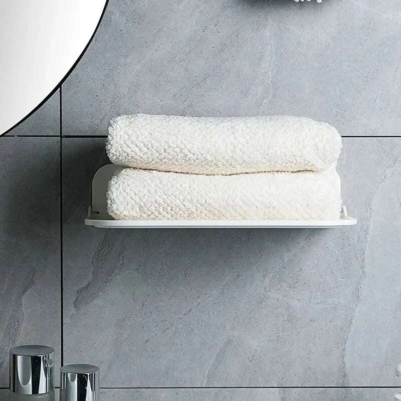 support rangement adhésif étagère pliante murale blanche moderne salle bain.storage lunettes montre téléphone cosmétiques