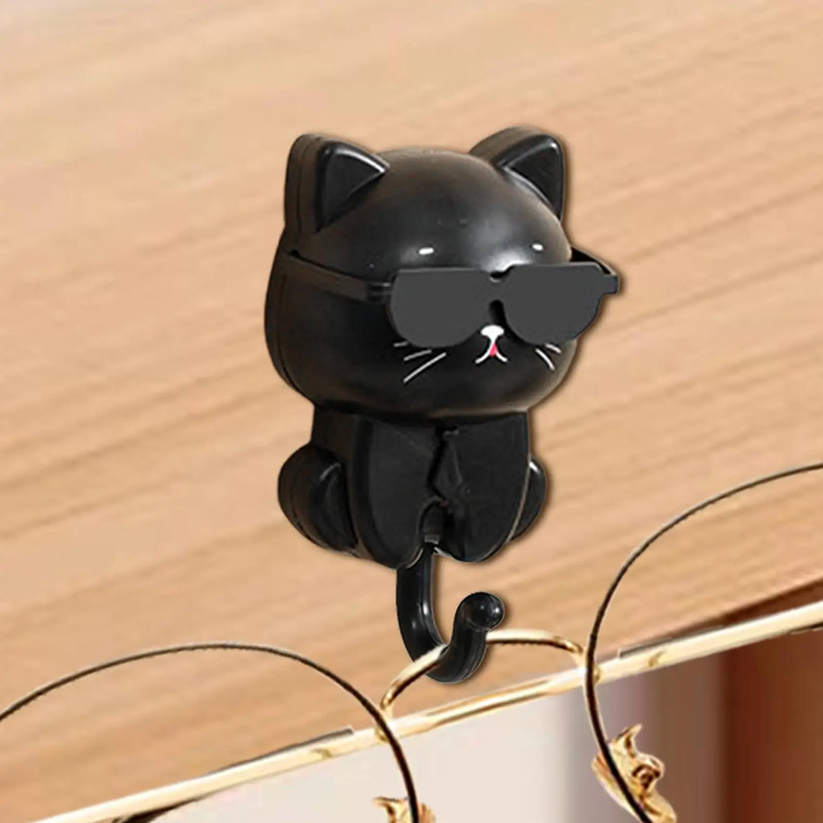 chat mignon lunettes soleil porte sacs clés décoration moderne adhésif noir blancintérieur