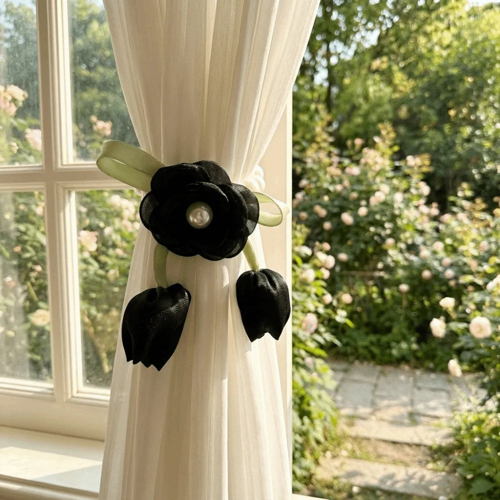 accessoires fenetre fleurs bleu rose noir blanc vert decoratif romantique adhésif polyesters