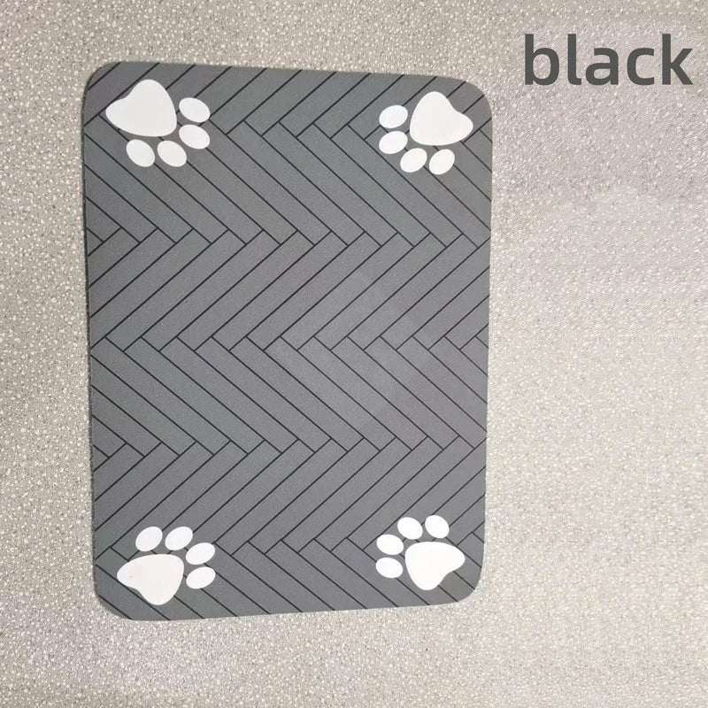 tapis absorbant animaux compagnie imperméable antidérapant gris blanc rayures empreintes pattes moderne clips