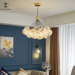 Suspension lumineuse moderne boules verre transparentes intérieur doré élégante plafonnier LED chambre restaurant