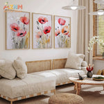 tableau floral abstrait moderne rouge blanc vert toile cadre boissetSize variable jusqu'à 50x70cm