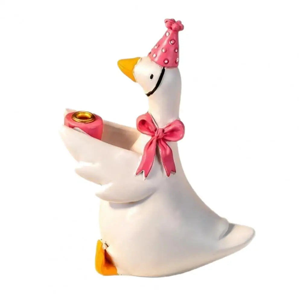 support bougie canard blanc rose jaune détails sculptés texture mat décoratif artisanal bougie ruban