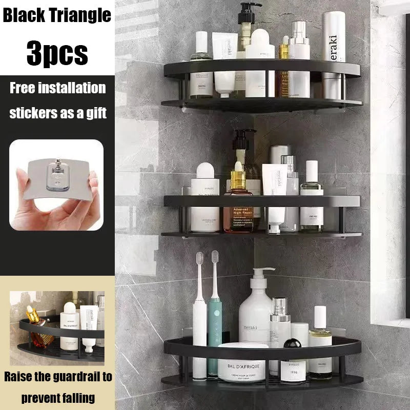 étagère salle bain moderne blanche adhésive rangement perforée aluminium unique