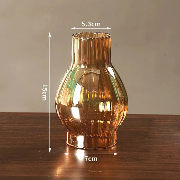 lampe poser moderne transparent base bois brun doré ridées minimalistes