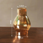 lampe poser moderne transparent base bois brun doré ridées minimalistes