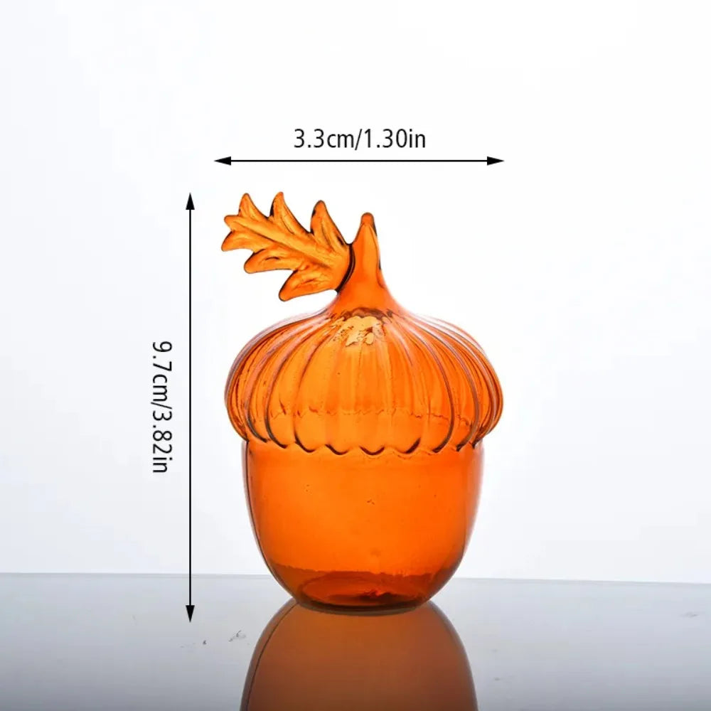 vase contemporain verre fruits pomme poire citrouille rouge jaune ornemental décoration maison