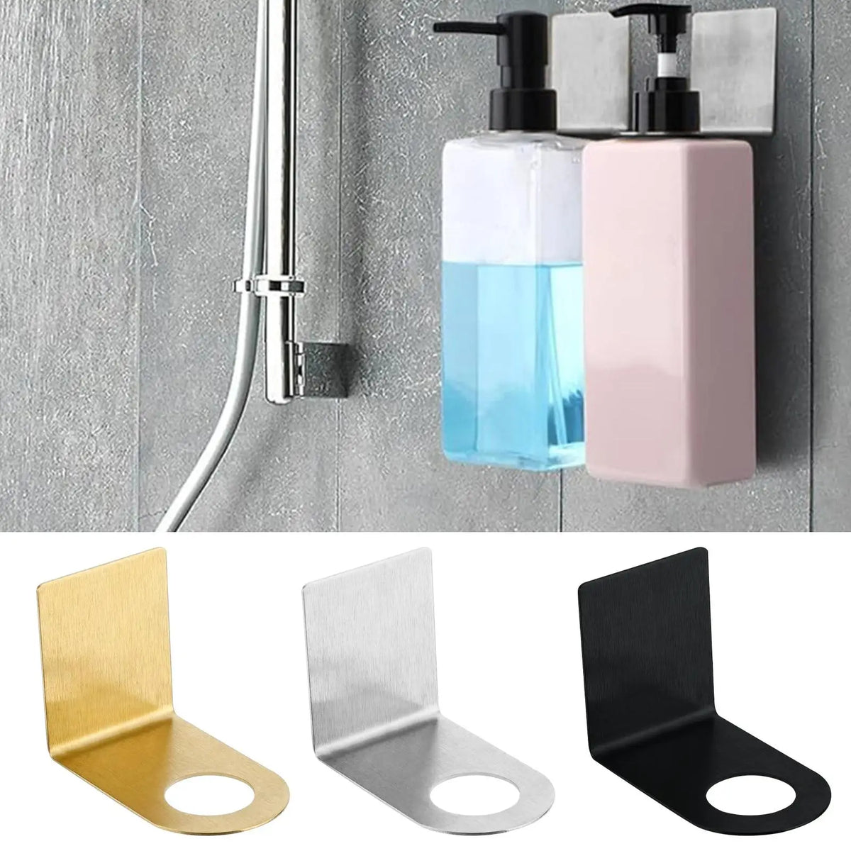 distributeur savon liquide mural transparent bleu rose pâle moderne adhésif imperméable taille réglable
