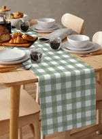 chimene table lin carreaux vert clair classique farmhouse decoration table verte blanc farmhouse decoration