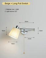 lampe murale articulée chrome plissée éclairage quotidien moderne interrupteur cordonversible