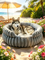 lit chien gris peluche moelleux moderne confortable coussin amovible douxintérieurDimensions40cm50cm60cm