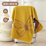 serviette bain coton jaune vert papillons fleurs moderne absorbante douce grandes dimensions