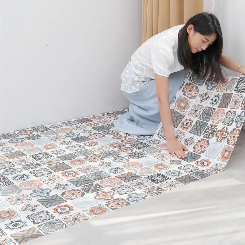 papier peint autocollant multicolore moderne motifs géométriques floraux imperméable résistant l'huile 40cmX10m