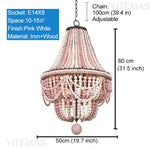 lustre vintage blanc bleu gris bois lumières chaîne métallique