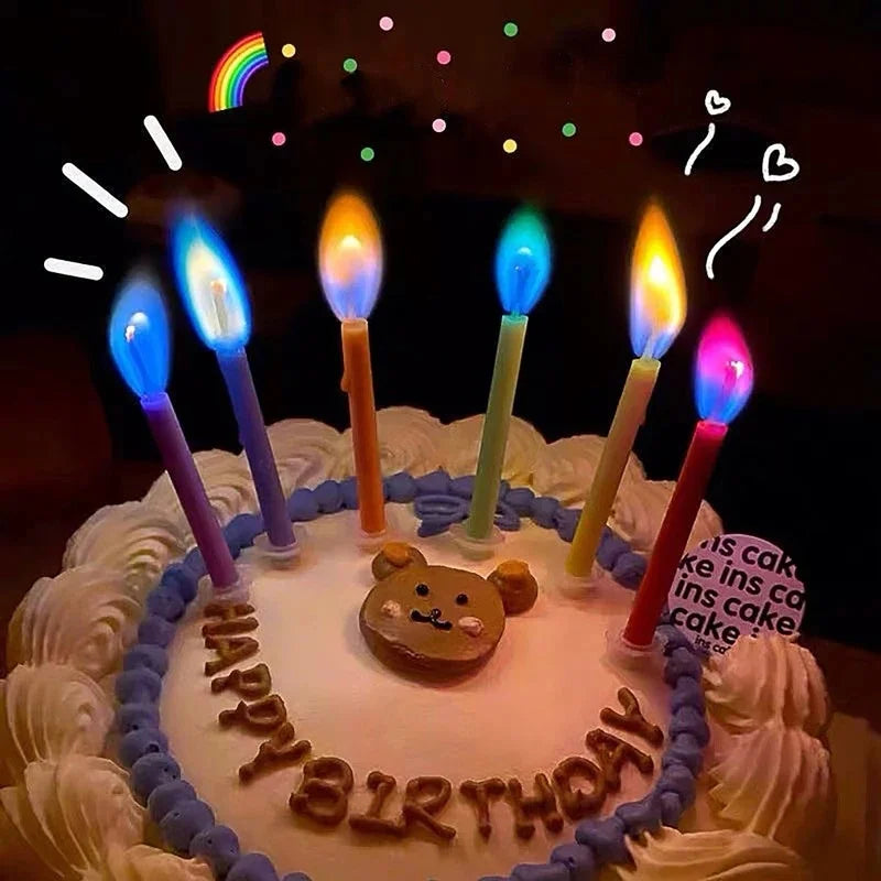 bougies anniversaire violet jaune bleu vert rose rouge adhésifs modernes simples super lumineuses fantaisie