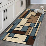 tapis moderne géométrique polyester antidérapant imperméable entrée couloir sol gris beige