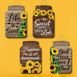 autocollants muraux tournesols calligraphie bois rustique décoratif résistant eau moderne opaques ensemble