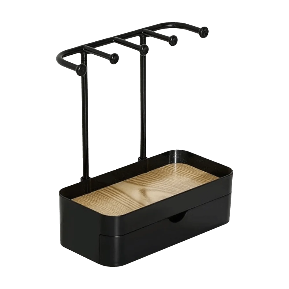 boîte bijoux moderne noir blanc bois matériau organisation rangement portable