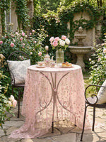 nappe table moderne rose fleurs jacquard translucide décoration romantique maison cuisine lavable machine