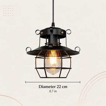 lampe suspendue industrielle cage métallique détails décoratifs noir flux lumineux faible 3000k 6000k