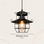 lampe suspendue industrielle cage métallique détails décoratifs noir flux lumineux faible 3000k 6000k