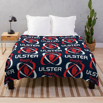 couverture ulster rugby bleu marine rouge blanche logo moderne portable anti boulochage peluche voyage