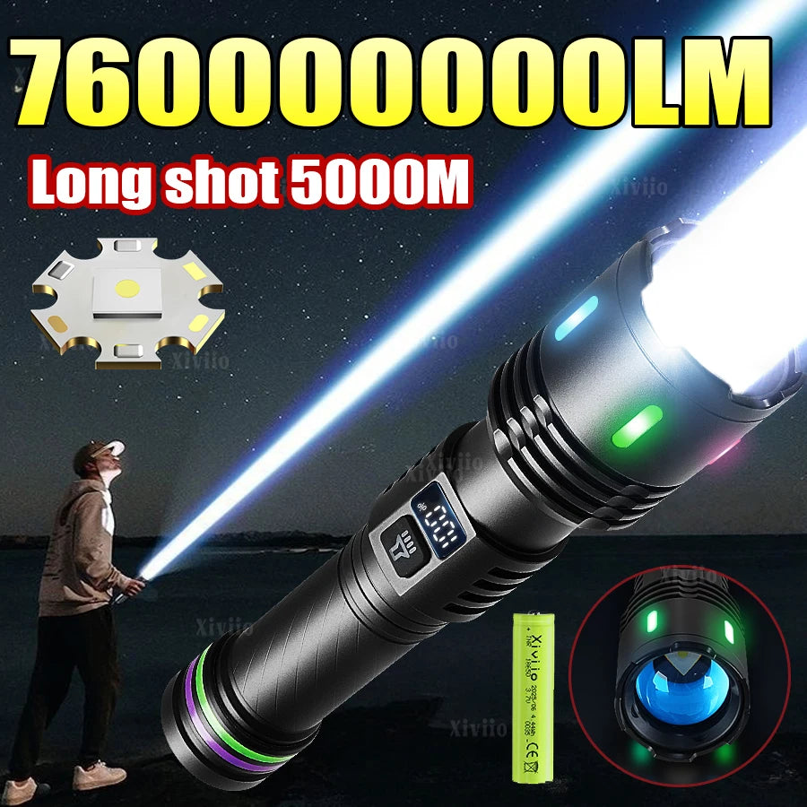 lampe torche noire laser rechargeable intense résistante autodéfense banque alimentation