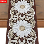 nappe lin marron motifs tournesols floral vintage dimension 90x35 150x59