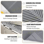 tapis séchage silicone moderne gris rayures diagonales respectueux environnement taille small medium large