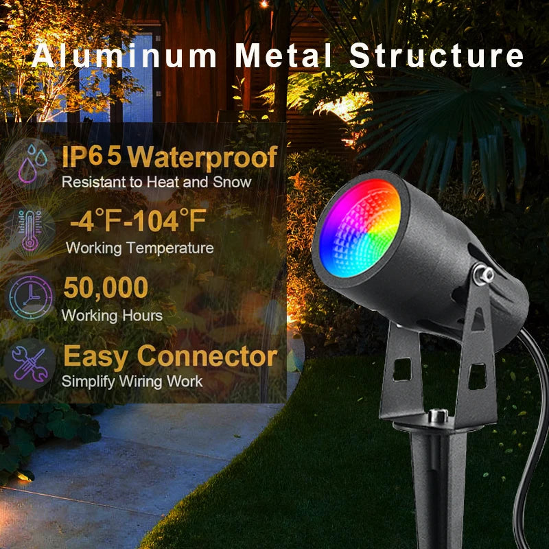projecteur paysager led noir moderne télécommande éclairage extérieur ip65 étancheRGBO