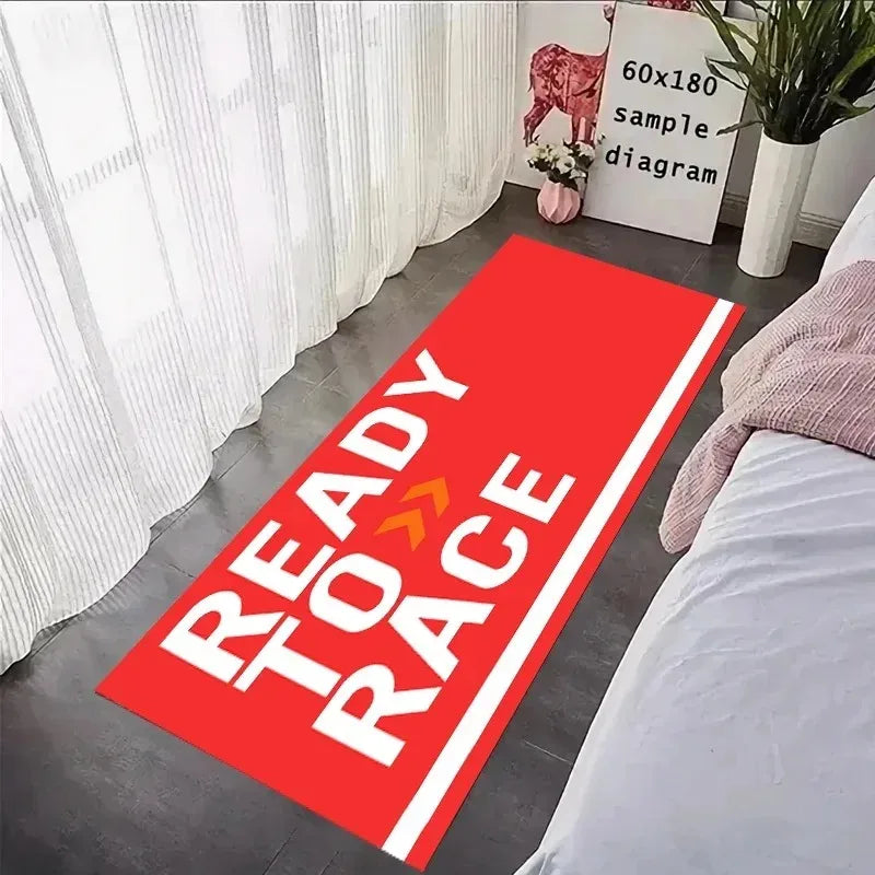 tapis orange rouge noir READY TO RACE moderne antidérapant salon chambre salle bain