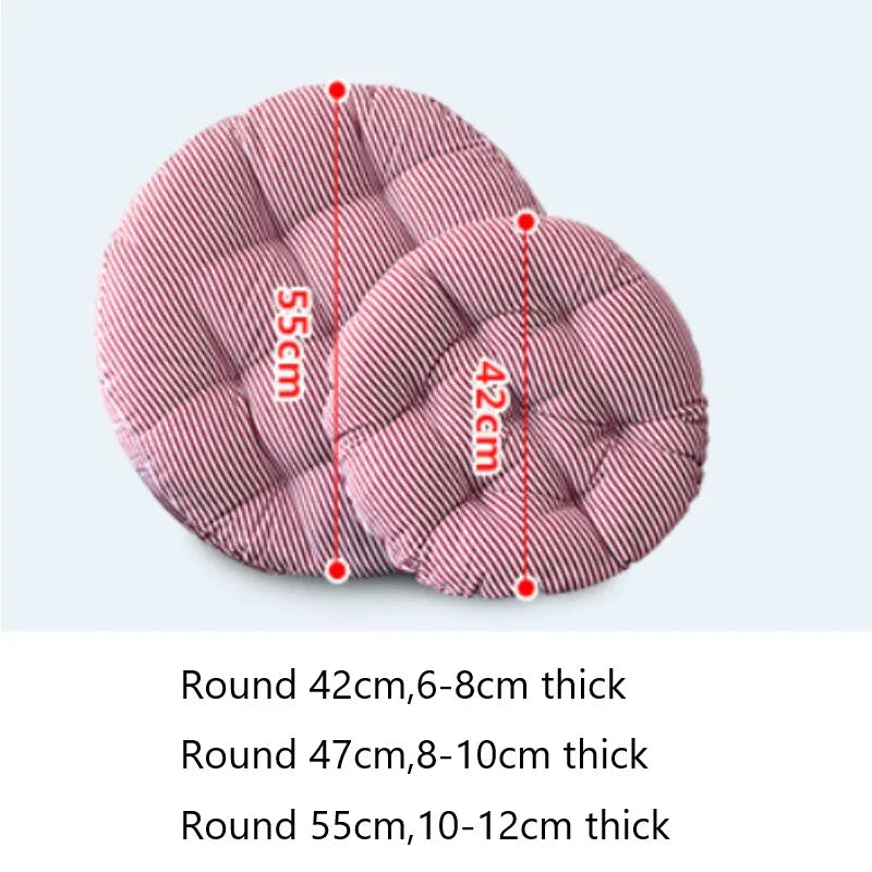 coussin rond rayures bleu marine blanc moderne 42cm 47cm 55cm épais massage polyester