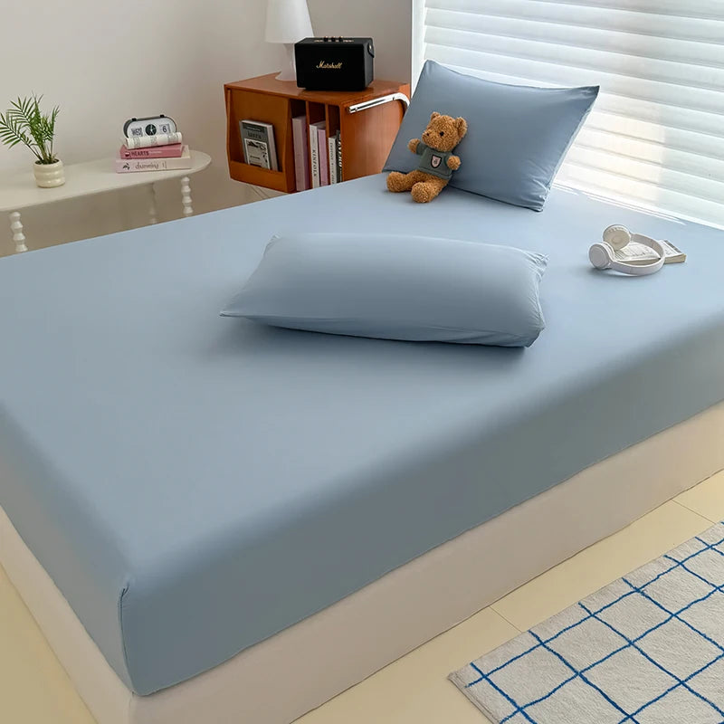 housse lit drap housse matelas beige clair uni satiné élastique moderne lit double
