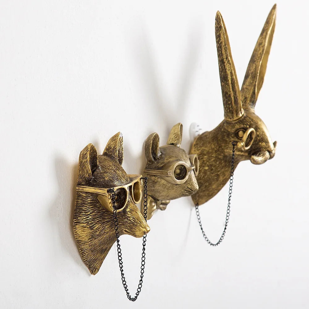 masques animaux vintage dorés décoration murale réaliste ornements maison protection solaire
