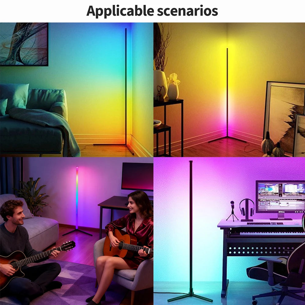 lampe led sol noir moderne télécommande application bluetooth synchronisation musique certifiée rohs cem fcc
