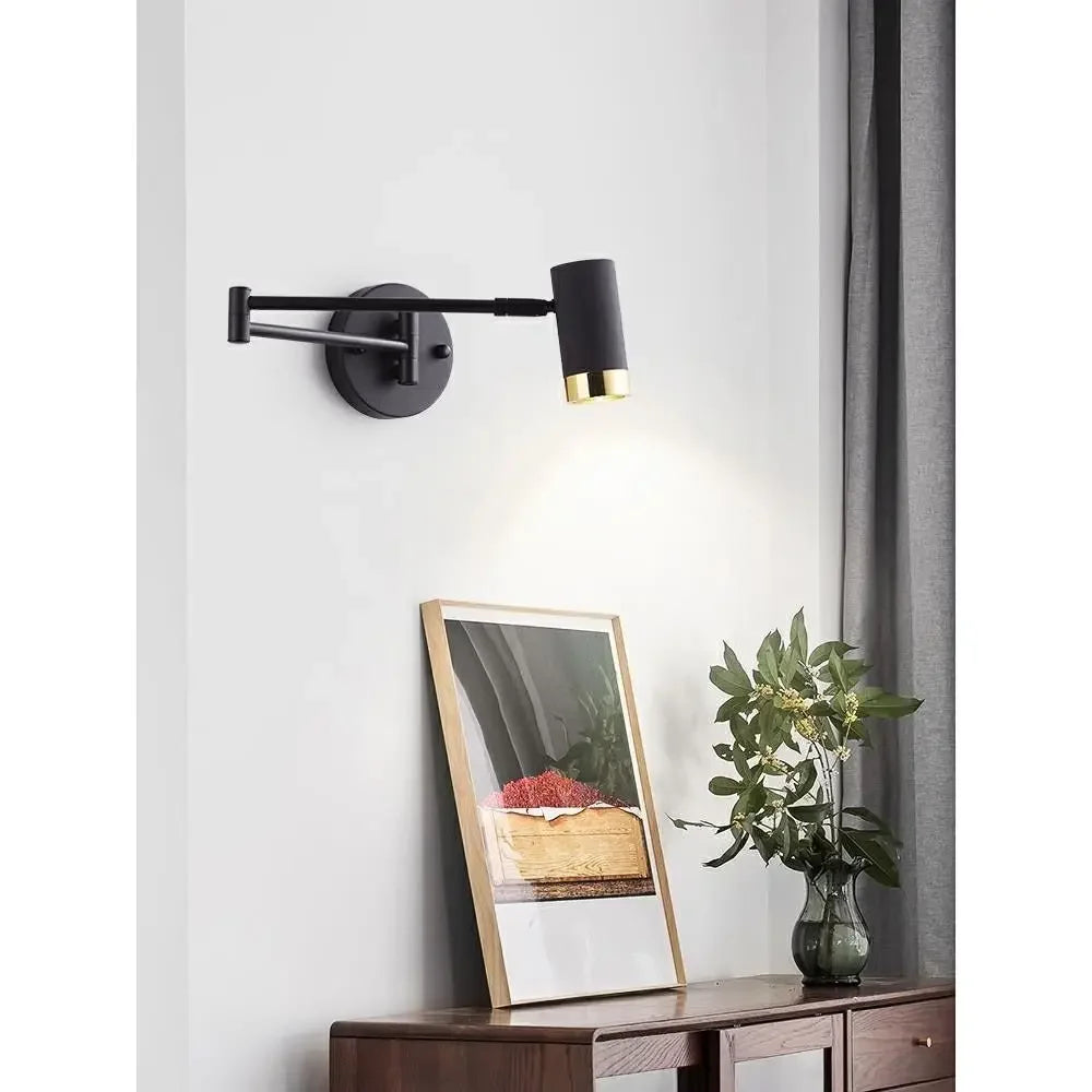 lampes murales modernes articulées noir blanc bois or gris minimaliste fixées mur abat jour