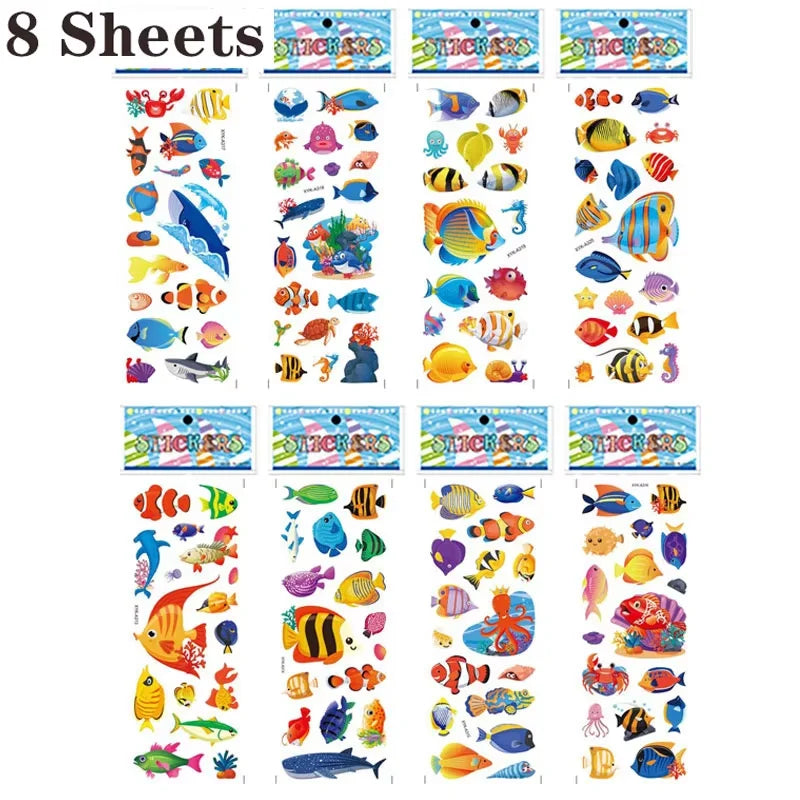 sticker 3d multicolore animaux fruits chiffres scrapbooking deco journal enfants cartoonaufs clips