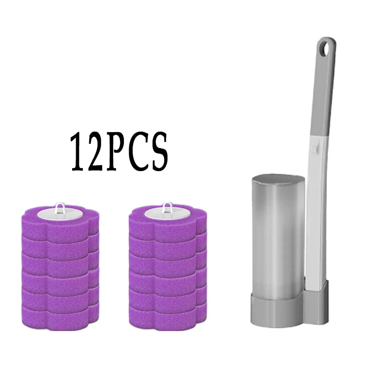 brosse toilette jetable adhésive bleu violet blanche moderne antibactérienne rechargeable universelle
