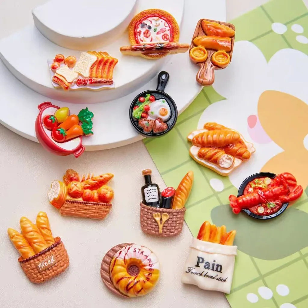 aimants réfrigérateur formes aliments pain pizza fruits légumes multicolores réalistes