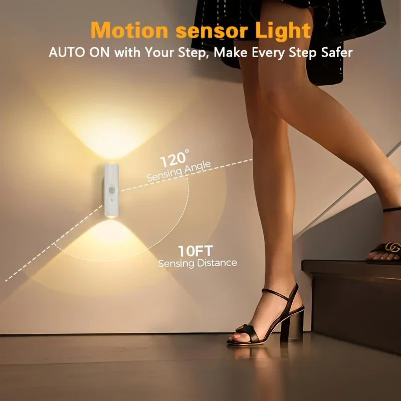 lampe murale détecteur mouvement rechargeable led moderne blanc adhésive flux lumineux élevéentrée chevet