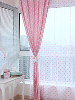 rideau moderne polyester rose clair blanc pois translucide fenêtre française panneau