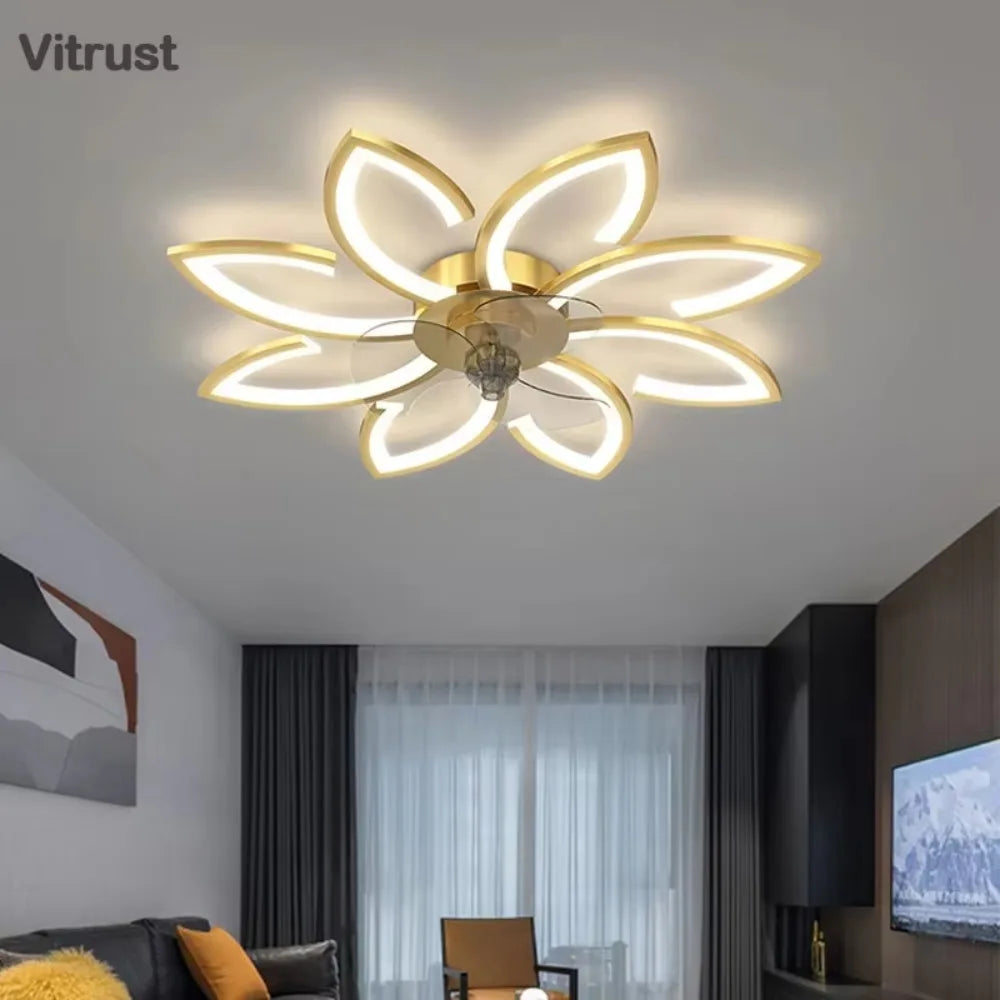 plafonnier moderne or noir feuilles stylisées led télécommande flux lumineux 2000 82000 tension 110