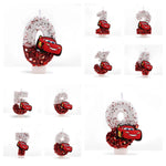 bougies anniversaire forme chiffre sequins motif voiture blanc rouge noir