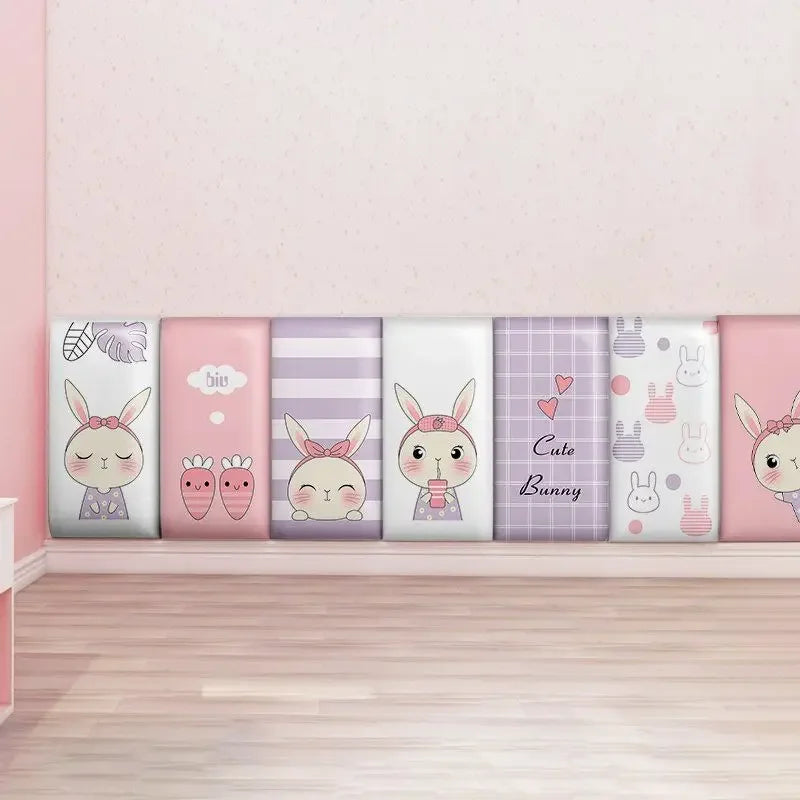 tapis sol enfant rose motifs lapins mignons décoration chambre bébé moderne 150cm doux