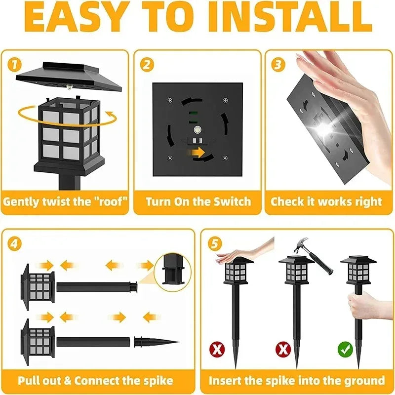 lumière solaire jardin led noir classique ip65 abs urgenceextérieur 60lm