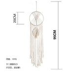 tapisserie murale macramé dreamcatcher plume franges bohème artisanal chambre enfant decoration