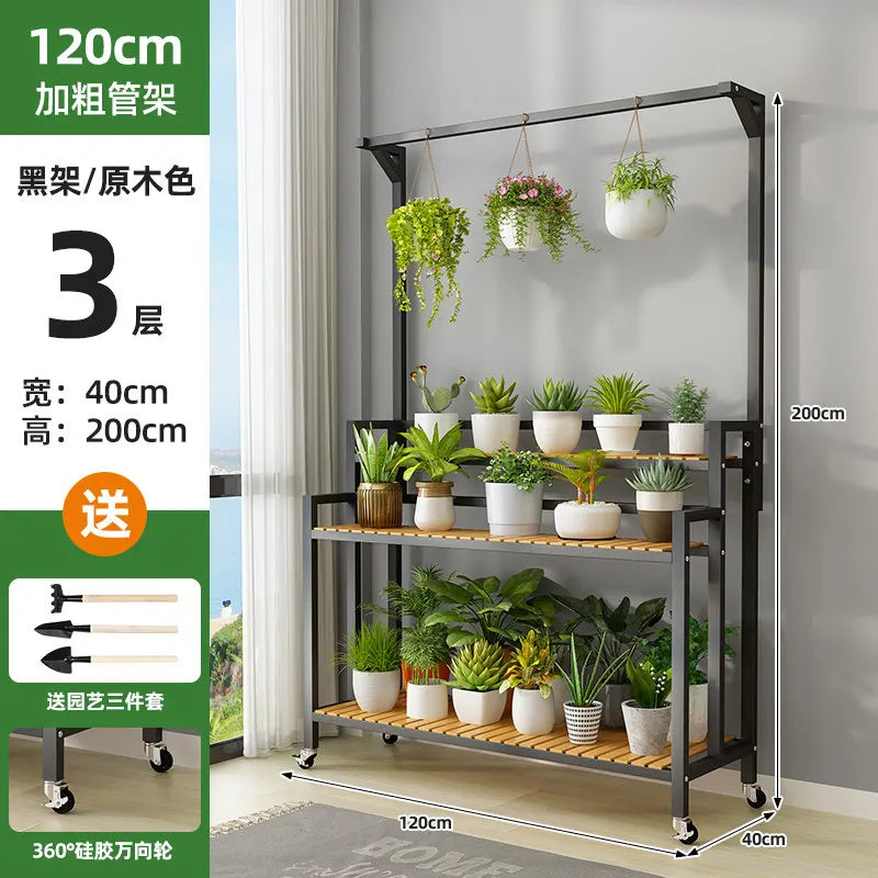 étagère plantes bois métal roulettes meuble jardin intérieur blanc moderne